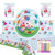 UNIQUE Peppa Pig Birthday Party Supplies Pack Serves 16: Peppa Pig Party Supplies Dessert Plates Luncheon Napkins Cups and Table Cover with Birthday Candles, 73 Piece Set