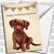 Vintage Burlap Bunting Dog Chocolate Labrador Puppy Personalized Birthday Greetings Card