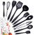 Kitchen Utensils Set Cooking Utensils Set Kitchen Essentials Silicone Utensil Spatula Set,Kitchen Set Spatulas Silicone Heat Resistant Set for Nonstick Cookware,BPA Free Dishwasher Safe (Black)