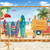 Hello Summer Pool Party Backdrop Banner, Summer Beach Theme Party Banner, Beach Backdrop for Surf Party, Summer Party Decoration for Outdoor Indoor Office, Surf Party Backdrop