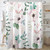 Decoreagy Pink Floral Shower Curtain Sets,Green Leaves Lush Rose Blossom Flowers Bathroom Curtains,Modern Minimalist White Bath Curtain,Waterproof Fabric with 12 Hooks 72x72 Inches