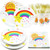 Decodinli Rainbow Party Supplies Serves 25, Rainbow Birthday Party Decorations, Rainbow Baby shower Plates and Napkins Set, Rainbow Disposable Paper Plates, Rainbow theme Party Tableware Set