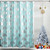 YJ YANJUN Aqua Shower Curtain for Bathroom Metallic Sparkly Tree Branch Print Luxury Teal and Silver Shower Curtain 72 in x 72 in, Aqua Sliver