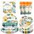 Crazy Night 125 Pcs Thanksgiving Party Supplies Disposable Dinnerware Set -Fall Thanksgiving Paper Plates,Napkins,Cups,Forks Tableware Set for 25 Guests