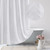 Gibelle Extra Long Shower Curtain 72 x 84, White Boho Tufted Textured Soft Fabric Shower Curtain, Modern Shabby Chic Chevron Striped Minimalist Bathroom Curtains Shower Set with Hooks