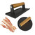 KEESHA Cast Iron Bacon Press with Wood Handle Rectangle and Round Grill Press for Griddle Grill Cooking Burgers Bacon Steak and Sausage