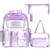 Silkfly 3 Pcs Clear Backpack Transparent School Backpacks PVC Clear Bookbag with Lunch Bag Pencil Case for Stadium, School (Purple, Simple)