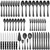 LIANYU 53-Piece Black Silverware Set with Steak Knives and Serving Utensils, Stainless Steel Flatware Cutlery Set Service for 8, Eating Utensil Set for Home Party Wedding, Dishwasher Safe
