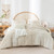 Andency Queen Comforter Set Boho Beige, 3 Pieces Shabby Chic Bedding Comforter Set (1 Tufted Comforter & 2 Pillowcases), Soft Farmhouse Lightweight Embroidery Microfiber Down Alternative Bed Set