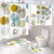 Jefuzh 4 Pcs Sets Colorful Leaf Shower Curtain Set with Non-Slip Rugs, Toilet Lid Cover and Bath Mat, Durable Waterproof Shower Curtain with 12 Hooks for Bathroom.