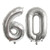 ESHILP 40 Inch Number Balloon Foil Balloon Number 60 Jumbo Giant Balloon Number 60 Balloon for 60th Birthday Party Decoration Wedding Anniversary Graduation Celebration, Silver 60 Number Balloon