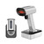 2D Wireless Bluetooth Barcode Scanner with Display Screen,Datamatrix QR Code PDF417 Handheld Barcode Reader for Screen and Printed Bar Code Scan, Handsfree with Stand Silver