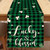 Lucky and Blessed Shamrocks Irish Green and Black Buffalo Plaid St Patricks Day Holiday Table Runner Dining Table Runner 13x72 inches
