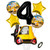 Kawailay Construction 4th Birthday Party Balloons Construction Balloons for 4th Birthday Decoration Jumbo Forklift Foil Balloon 32 Inch Black Number 4 Helium Balloon for Boys Birthday Party