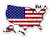 Squiddy USA United States of America Map with Flag - Vinyl Sticker Decal for Phone, Laptop, Water Bottle - 3"