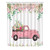 LB Farmhouse Shower Curtain Vintage Pink Truck with Flowers Bathroom Curtain with Hooks 58x70 inch Waterproof Polyester Fabric Bathroom Decor