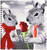 3dRose db_101826_1 Squirrel Couple in Love with Red Rose Black and White Photograph-Drawing Book, 8 by 8-Inch