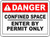 INDIGOS UG - Sticker - Safety - Warning - 5-Set - Danger Enter by Permit Only Sign 355mmx 254mm - Decal for Office - Company - School - Hotel