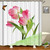 DODOUNA Tropical Green Plant Palm Leaf Tulip Pink Flower Shower Curtains Fashion Bathroom Curtain Waterproof Bathtub Decor Bath Screen 71X71 inch