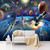 Custom Size Wall Murals?Cartoon Space Spaceship?Removable Peel and Stick Self-Adhesive Wall Murals Large Photo Wallpaper