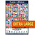 World Flags Extra Large Educational Poster Laminated Split 2 Part Young N Refined (24x30)