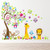 Removable Creative 3D Jungle Theme Wall Decals Colorful Owl Giraffe Lion Tree Kids Room Wall Decorations Art Decor Stickers Nursery Decor 3D Art Decal Bedroom Bathroom Sticker