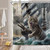 Funny Cat Shower Curtain Cool Animal Cat Vintage Nautical Sailboat Gray Ocean Waves Fantasy Creative Fabric Bathroom Decor Fabric Curtain with Hooks