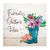 Family Gathers Here Watercolor Floral in Mason Jar Words Letter Stickers Positive Abstract Flower Picture Painting Wall Decal Vinyl Wall Art Murals Quotes for Office Family Home Decor