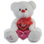 Calplush Romance 14" White Bear 2 Hearts Plush Animal Toy