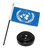 AES United Nations Flag 4"x6" Desk Set Table Stick Black Base