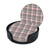 Round Coaster Set of 6 with Holder Pink-Grey-Plaid-Tartan Leather Coasters for Drinks