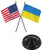 USA American & Ukraine 4"x6" Flag Desk Set Table Stick Black Base