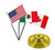 AES USA American/Mexico / Canada Flags 4"x6" Desk Set Table Stick Gold Base