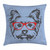 Ambesonne Yorkie Throw Pillow Cushion Cover, Yorkshire Terrier Portrait Red Nerd Glasses Tainted Backdrop Animal, Decorative Square Accent Pillow Case, 18" X 18", Pale Blue Grey Vermilion