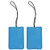 Pack of 2 PU Leather Luggage Tags Bag Baggage Tag Travel Identifier Suitcase Labels Business Card Holder with Cover Blue