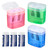 3 Pcs Pencil Sharpeners Manual, Classroom Double Hole Pencil Sharpener with Lid, Manual Pencil Sharpeners Handheld, Plastic Crayon Sharpener for School Office Home Supplies, with Eraser