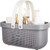 kamuavni Portable Shower Caddy Basket, Plastic Storage Baskets with Handles, Drainage Toiletry Organizer Bin, Dorm Shower Tote Bag for Bathroom, Kitchen, Closet, Bedroom, College, Gym, Camp - Grey
