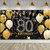 Happy 80th Birthday Backdrop Banner Extra Large Black and Gold 80th Birthday Photo Booth Backdrop Photography Background Happy 80th Birthday Party Decorations for Women and Men, 72.8 x 43.3 Inch