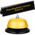 Desk Service Dinner Bell Metal Construction Call Bell and Double-side No Receptionist Sign Please Ring Bell Sign for Service Assistance for Hotels Schools Restaurants Reception Areas (Yellow Bell)