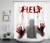 LB Bloody Shower Curtains Halloween Bathroom Decor, Scary Bloody Hands Help Me Shower Curtains for Bathroom Horror Black Shadow Blood Handprint Red White Fabric Shower Curtain with Hooks, 72X78 Inch