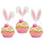 24Pcs Glitter Bunny Ears Cupcake Toppers Easter Rabbit Theme Happy Birthday Cupcake Picks for Bunny Happy Easter Baby Shower Birthday Spring Easter Party Cake Decorations