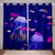 Jellyfish Curtains Ocean Creature Window Curtains for Bedroom Living Room Kids Boys Girls Sea Underwater World Blue Window Drapes Marine Life Sealife Decor Window Treatments,38 X 54 Inches,2 Panels