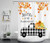 LB Fall Pumpkins Shower Curtain Black and White Check Plaid Truck Sunflower Maple Leaf Shower Curtains for Bathroom Watercolor Autumn Harvest Thanksgiving Holiday Bath Curtain with Hooks, 60X72 Inch