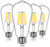 KBH Vintage LED Edison Bulb 60W Equivalent,Dimmable LED Light Bulbs 6W,Antique Edison Light Bulbs ST58 LED Filament Bulb E26 Base,Daylight White 5000K,600LM,Clear Glass,4 Packs