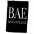 3dRose Bae, best auntie ever, white letters on a black background - Towels (twl-245026-1)
