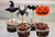 Fun Jack O' Lantern, Spiders, and Witch Hats Cupcake Toppers for Halloween. set of 12