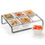Bekith 6 Pack Plastic Square Serving Bowls with Metal Rack Stand, Chips and Dips Snack Tray for Party Entertaining, White Side Dish for Appetizer, Fruit, Nuts, Candy, Condiment, Dessert Platters