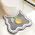 Tyrafry Toilet Bath Rug, U-Shaped Non-Slip Bathroom Rug, Flower Rug for Bathroom Floor Soft Plush Microfiber Mat Super Absorbent Washable Bath Shower Mat, 19.6 x 21.6 Inches, Grey