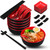 meekoo 6 Sets Japanese Ramen Bowl 41oz Ramen Bowl Asian Chinese Large Ramen Noodle Bowl Melamine Pho Bowl with Dipping Bowls Spoons Chopsticks and Chopsticks Stands for Udon Soba Asian Noodle