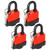 DAJAVE 4 Pack Waterproof Padlock with Key, Heavy Duty Covered Laminated Steel Keyed Padlocks, 40mm Padlocks Keyed Alike for Outdoor Use, Gym Locker, Garage, Fence, Shed